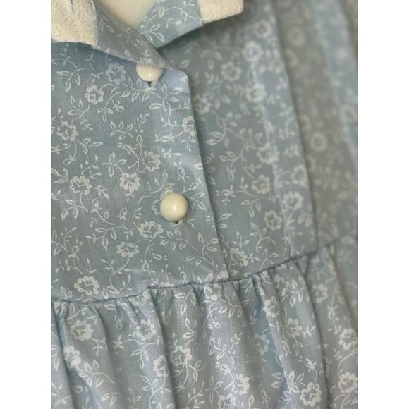 Vintage Lynn Blue Floral Lace Collar Moo Moo Dress - 20 - Picture 7 of 9